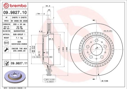 Brembo Prime 09.9827.11 Brake Disc — Rear 308mm, photo 5