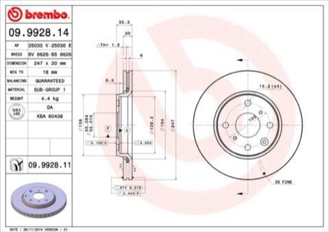 Brembo Prime 09.9928.14 Brake Disc — Front 247mm, photo 4