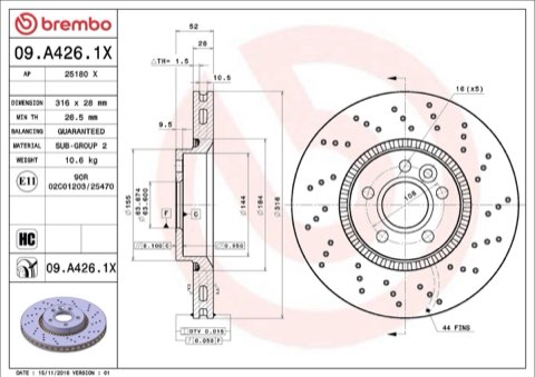 Brembo Xtra 09.A426.1X Brake Disc — Front 316mm, photo 4