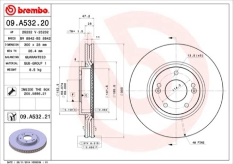 Brembo Prime 09.A532.21 Brake Disc — Front 300mm, photo 6