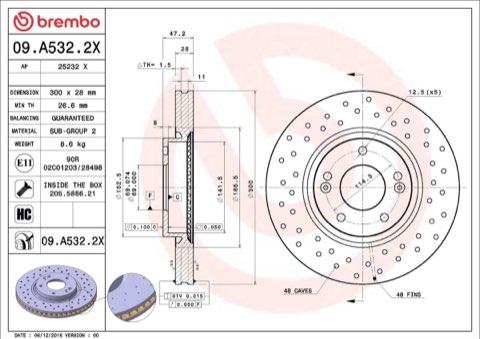 Brembo Xtra 09.A532.2X Brake Disc — 300mm, photo 5