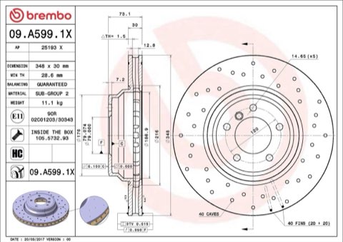 Brembo Xtra 09.A599.1X Brake Disc — Front 348mm, photo 4