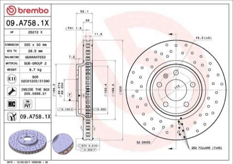 Brembo Xtra 09.A758.1X Brake Disc — Front 320mm, photo 4