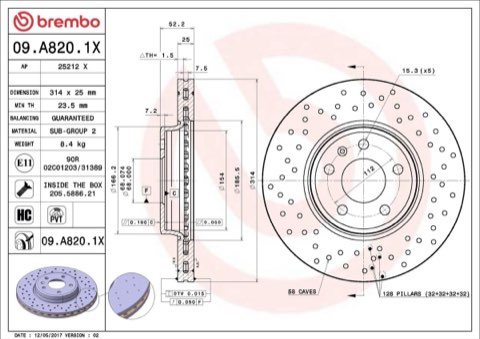 Brembo Xtra 09.A820.1X Brake Disc — Front 314mm, photo 4