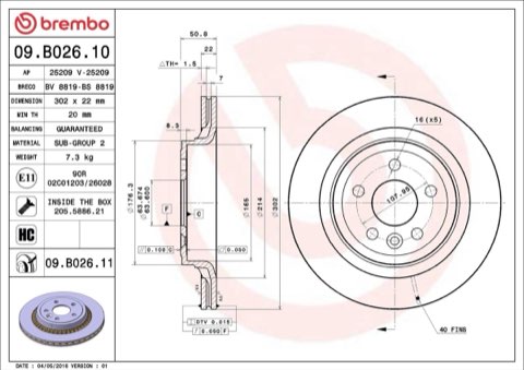 Brembo Prime 09.B026.11 Brake Disc — Rear 302mm, photo 6
