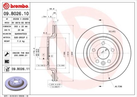 Brembo Prime 09.B026.11 Brake Disc — Rear 302mm, photo 7