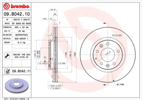 Brembo Prime 09.B042.11 Brake Disc — 290mm, photo 5