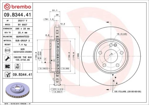 Brembo Prime 09.B344.41 Brake Disc — Front 295mm, photo 4