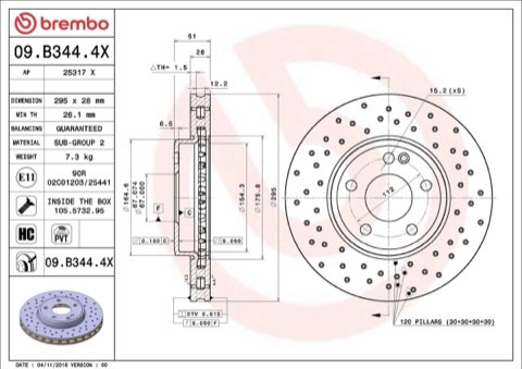 Brembo Xtra 09.B344.4X Brake Disc — Front 295mm, photo 4