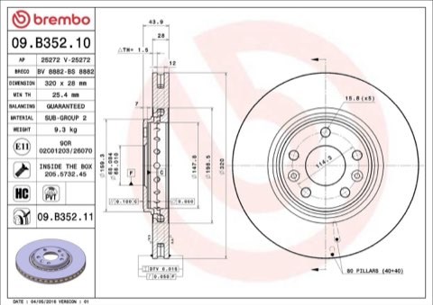 Brembo Prime 09.B352.11 Brake Disc — Front 320mm, photo 7