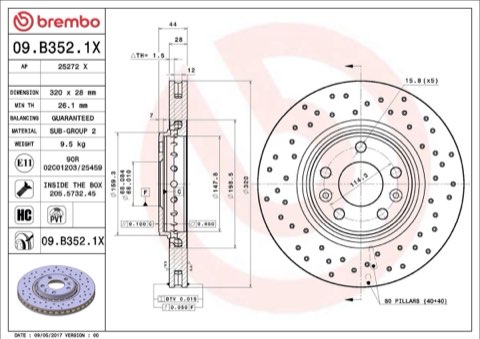 Brembo Xtra 09.B352.1X Brake Disc — Front 320mm, photo 5