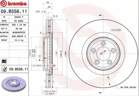 Brembo Prime 09.B556.11 Brake Disc — Front 355mm, photo 2
