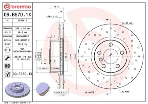 Brembo Xtra 09.B570.1X Brake Disc — Front 328mm, photo 3