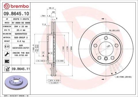 Brembo Prime 09.B645.11 Brake Disc — 294mm, photo 5