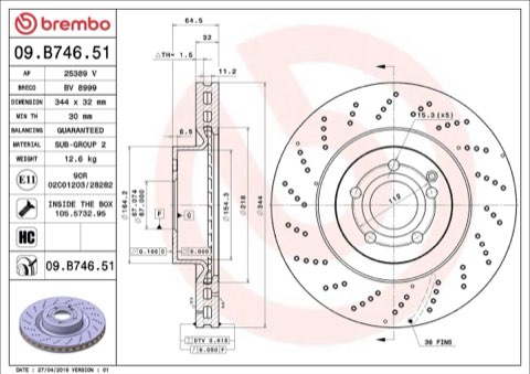 Brembo Prime 09.B746.51 Brake Disc — Front 344mm, photo 5