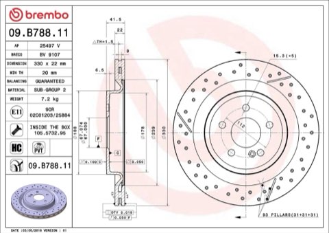 Brembo Prime 09.B788.11 Brake Disc — Rear 330mm, photo 4