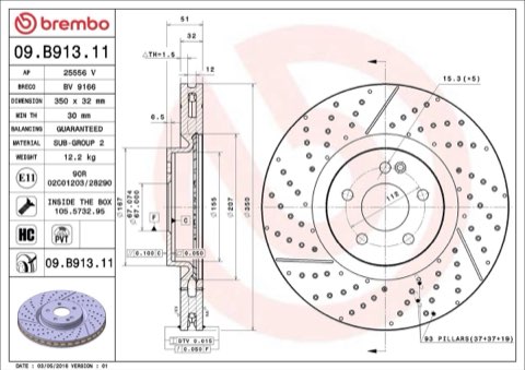 Brembo Prime 09.B913.11 Brake Disc — Front 350mm, photo 5