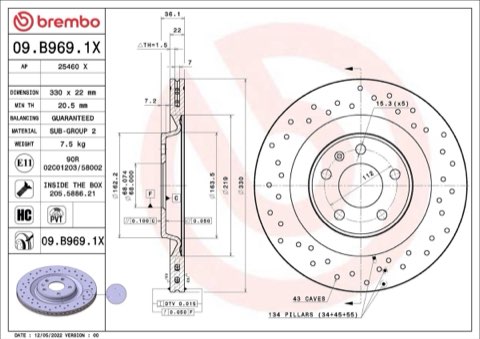 Brembo Xtra 09.B969.1X Brake Disc, photo 9