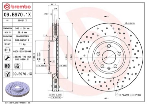 Brembo Xtra 09.B970.1X Brake Disc — Front 345mm, photo 4