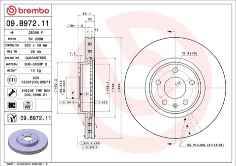 Brembo Prime 09.B972.11 Brake Disc — Front 320mm, photo 5