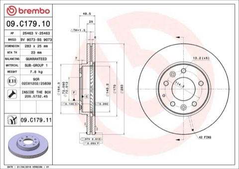 Brembo Prime 09.C179.11 Brake Disc — Front 283mm, photo 4