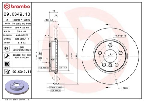 Brembo Prime 09.C349.11 Brake Disc — Front 294mm, photo 4