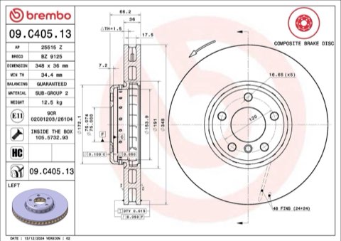 Brembo Prime 09.C405.13 Brake Disc — Front 348mm, photo 4