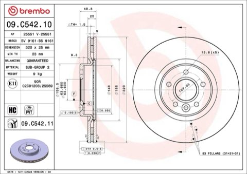 Brembo Prime 09.C542.11 Brake Disc — Front 320mm, photo 5