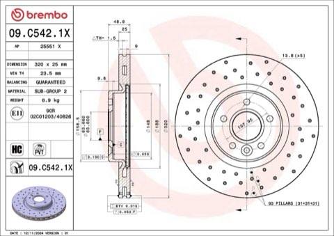 Brembo Xtra 09.C542.1X Brake Disc — Front 320mm, photo 4