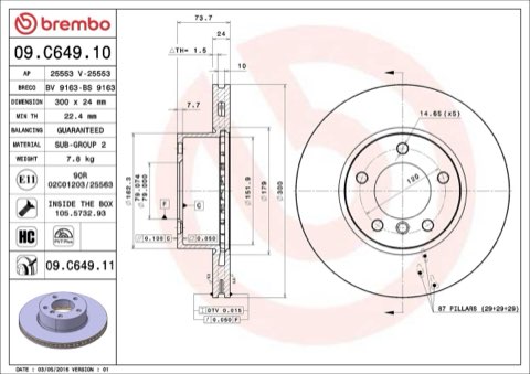 Brembo Prime 09.C649.11 Brake Disc — Front 300mm, photo 5