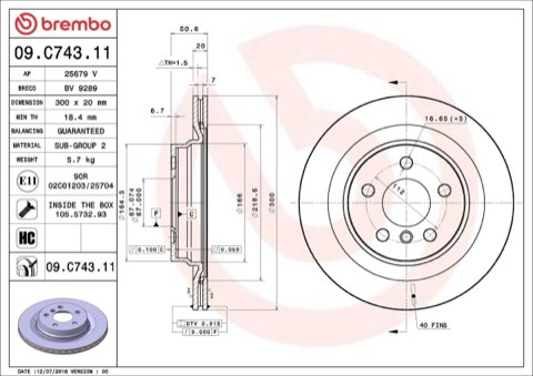 Brembo Prime 09.C743.11 Brake Disc — Rear 300mm, photo 9