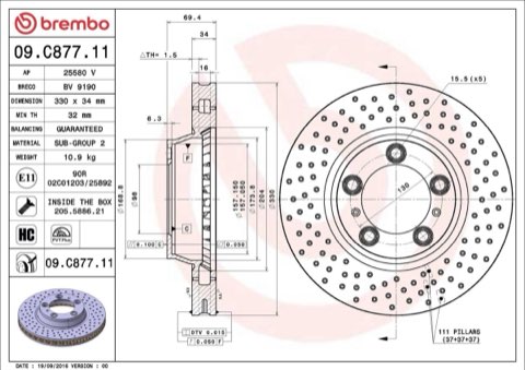 Brembo Prime 09.C877.11 Brake Disc — Front 330mm, photo 4