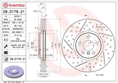 Brembo Prime 09.D179.21 Brake Disc — Front 335mm, photo 4