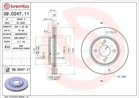 Brembo Prime 09.D247.11 Brake Disc — Front 252mm, photo 5