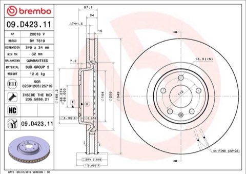 Brembo Prime 09.D423.11 Brake Disc, photo 8