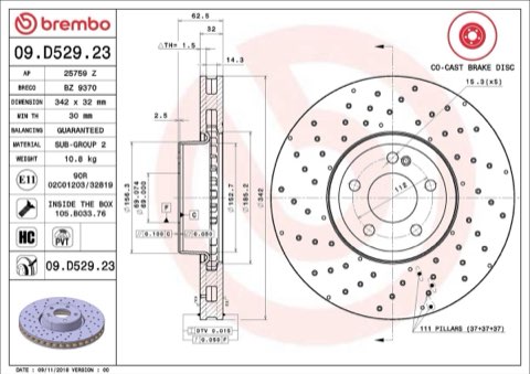 Brembo Prime 09.D529.23 Brake Disc, photo 2