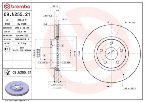 Brembo Prime 09.N255.21 Brake Disc — Front 300mm, photo 6