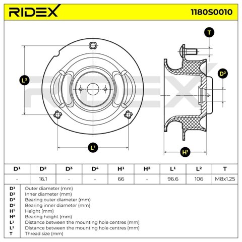 Ridex 1180S0010 Top Strut Mount, photo 3