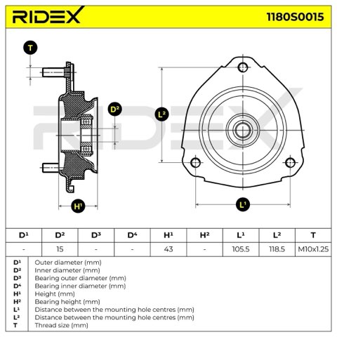 Ridex 1180S0015 Top Strut Mount, photo 3