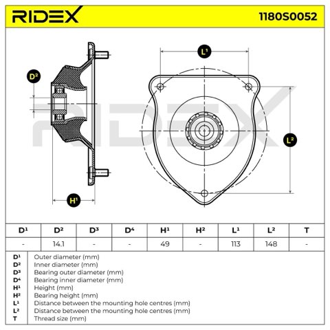 Ridex 1180S0052 Top Strut Mount, photo 3