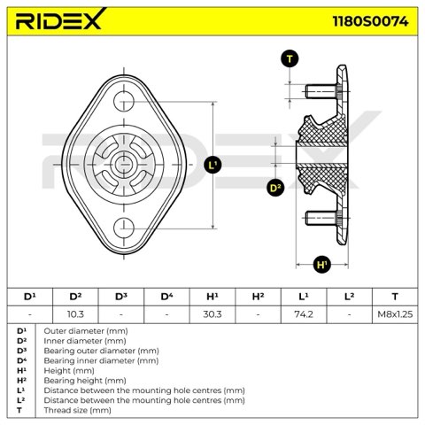 Ridex 1180S0074 Top Strut Mount, photo 3