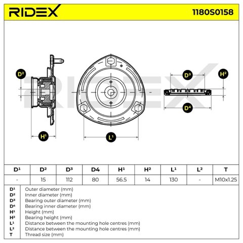 Ridex 1180S0158 Top Strut Mount, photo 3