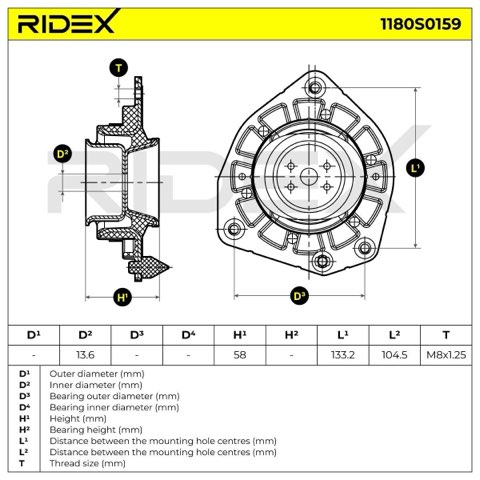Ridex 1180S0159 Top Strut Mount, photo 3