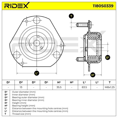 Ridex 1180S0339 Top Strut Mount, photo 3
