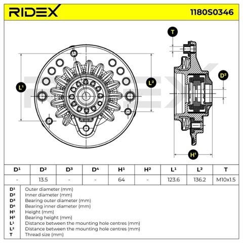 Ridex 1180S0346 Top Strut Mount, photo 3