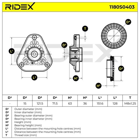 Ridex 1180S0403 Top Strut Mount, photo 2