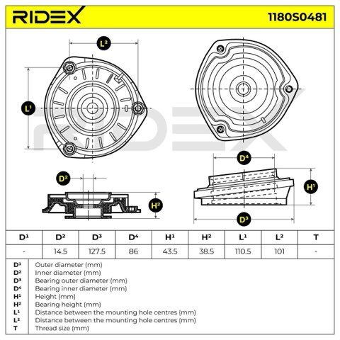 Ridex 1180S0481 Top Strut Mount, photo 2