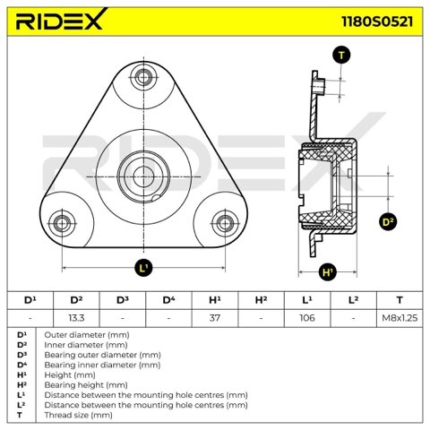 Ridex 1180S0521 Top Strut Mount, photo 3