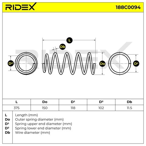 Ridex 188C0094 Coil Spring, photo 3