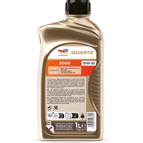 TotalEnergies Quartz 5000 213737 Engine Oil — 1L 20W-50, photo 2